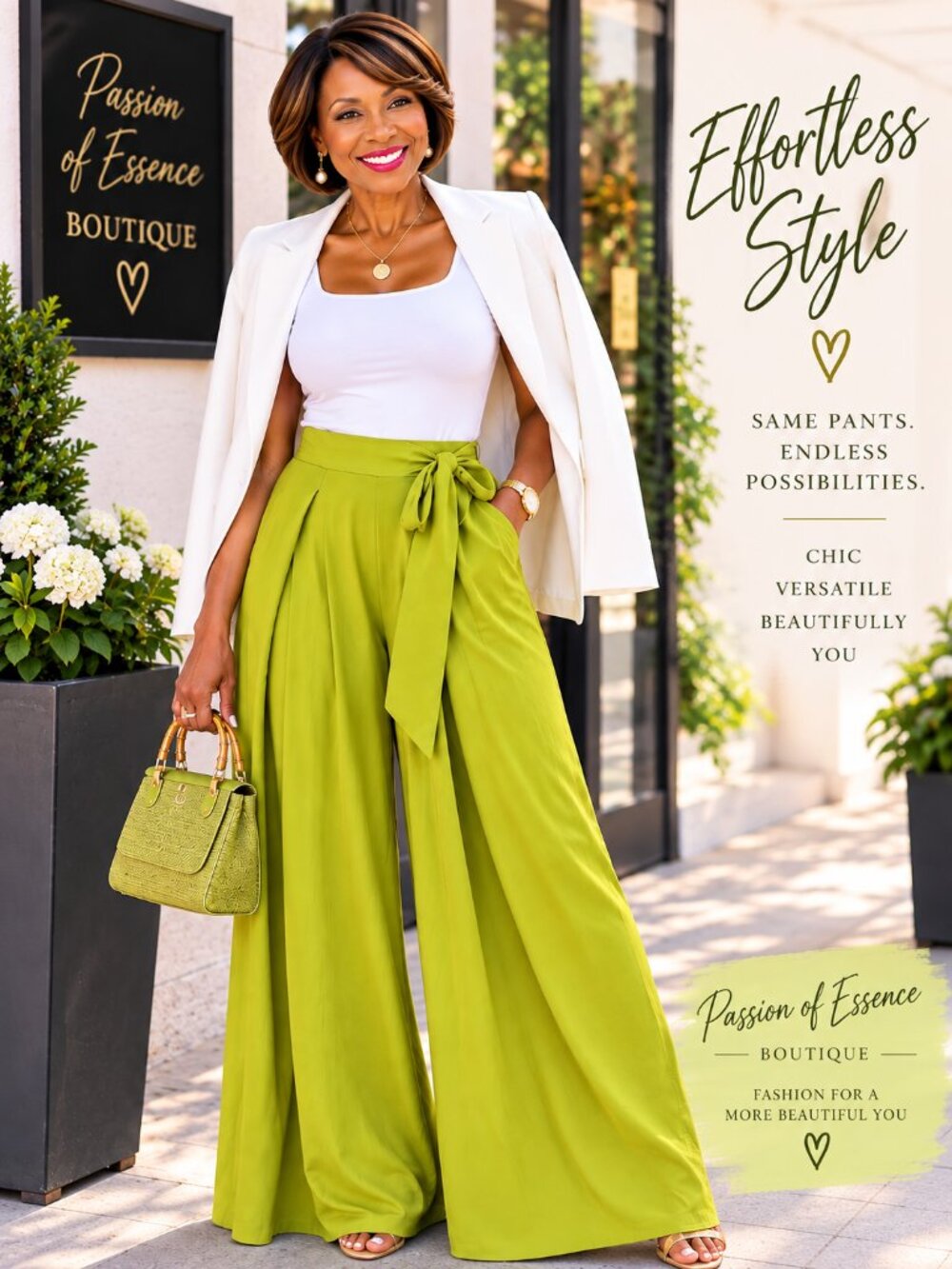 Fluorescent Yellow Tie Front Wide Leg Culotte Pants High Waist XXL 14